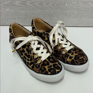 Lilly Pulitzer Satin Leopard Print Women's Sneakers with White Laces